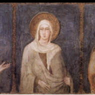 Svatá Alžběta, svatá Markéta a Jindřich Uherský, freska z Dolní basiliky v Assisi