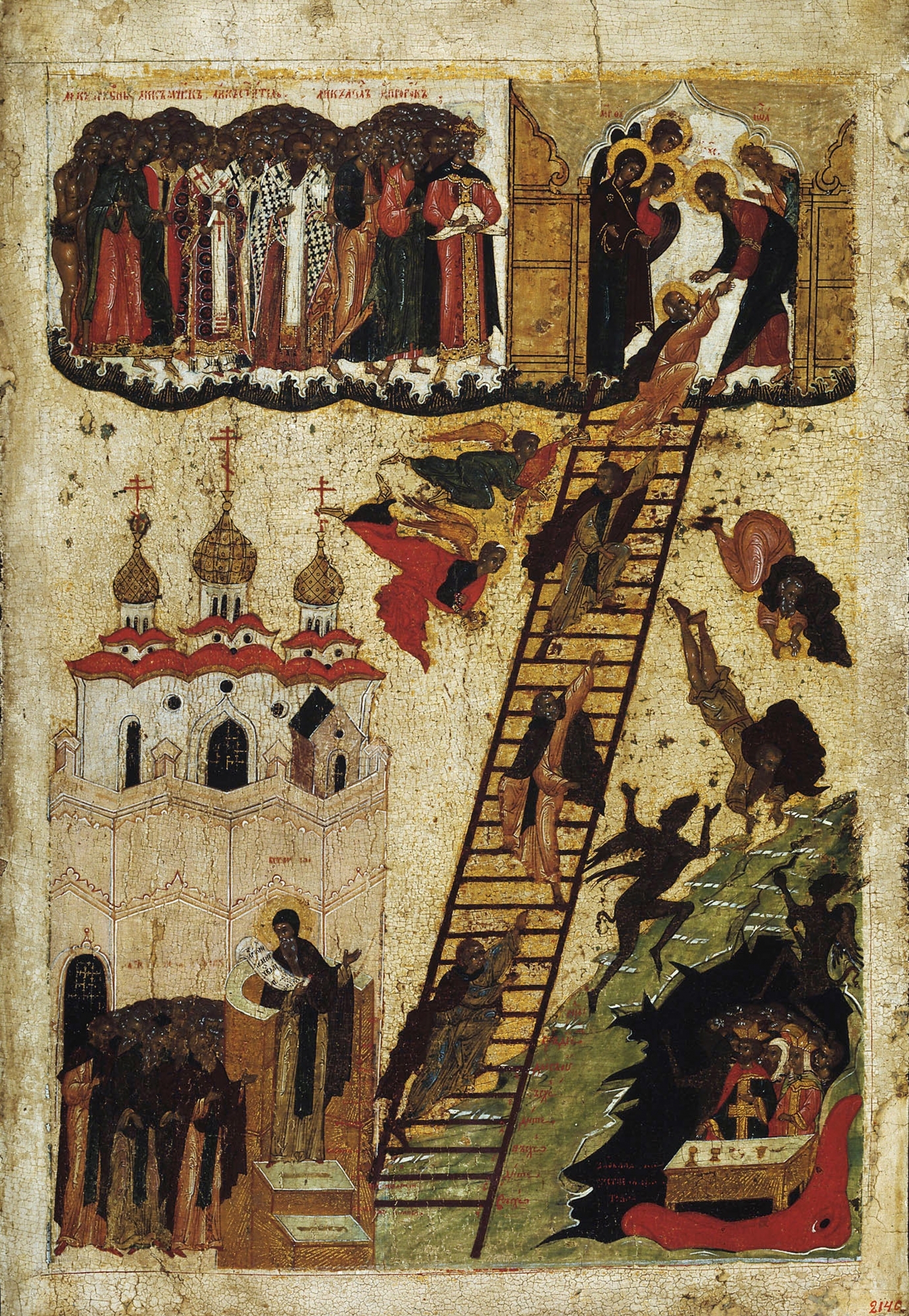Žebřík svatého Ióanna Klimaka, ruská ikona, 16. století