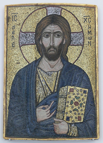 Kristus Pantokrator Milostivý. Mozaiková ikona, 12. století.