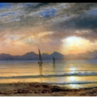 Západ slunce nad jezerem