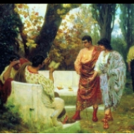 Římský básník Catullus čte své básně přátelům (1885)