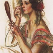 Portrét V. K. Ivanovové v kostýmu španělky (1924)