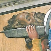 Vlastní portrét v hlavě Holoferna na stěnách Sixtinské kaple