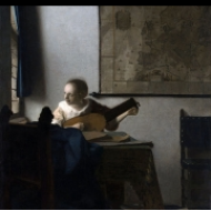 Hráčka na loutnu u okna