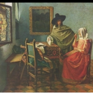 Muž a dáma u vína