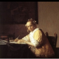 Psaní dopisu ve žlutém