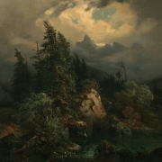 Horská krajina v bouři