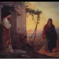 Marie, sestra Lazarova potkává Krista u domu (1864)
