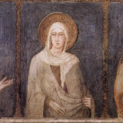 Svatá Alžběta, svatá Markéta a Jindřich Uherský, freska z Dolní basiliky v Assisi