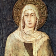 Svatá Klára, freska z Dolní basiliky v Assisi