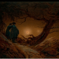 Dva muži pozorují měsíc