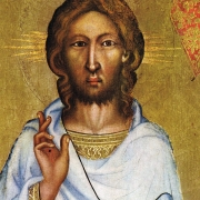 Zmrtvýchvstání Krista (před rokem 1350), detail, Kristus