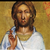 Zmrtvýchvstání Krista (před rokem 1350), detail, Kristus