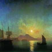Pohled na Vesuv za měsíčné noci (1858)