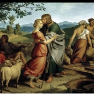 Jákob potkává Ráchel s otcovými stády