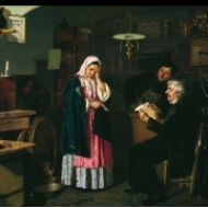 Četba dopisu v obchodě