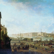 Pohled na Admiralitu a Palácové nábřeží od První kadetského sboru (1810–1820)