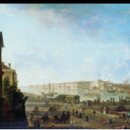 Pohled na Admiralitu a Palácové nábřeží od První kadetského sboru (1810–1820)
