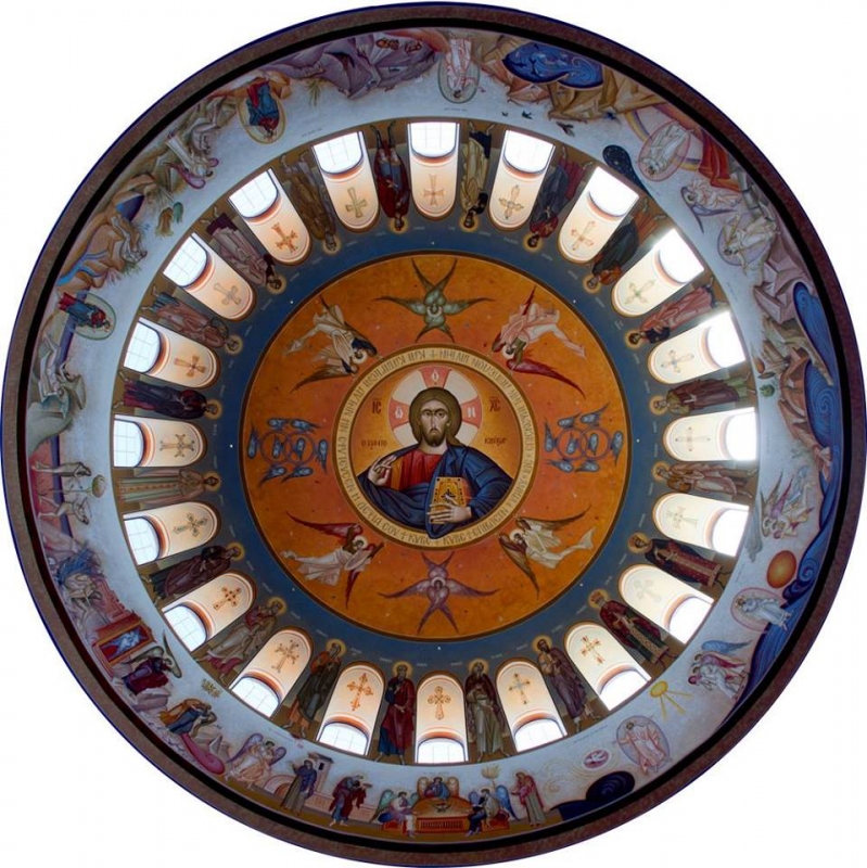 Pantokrator, freska v kupoli chrámu