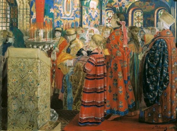 Ruské ženy 17. století v chrámu