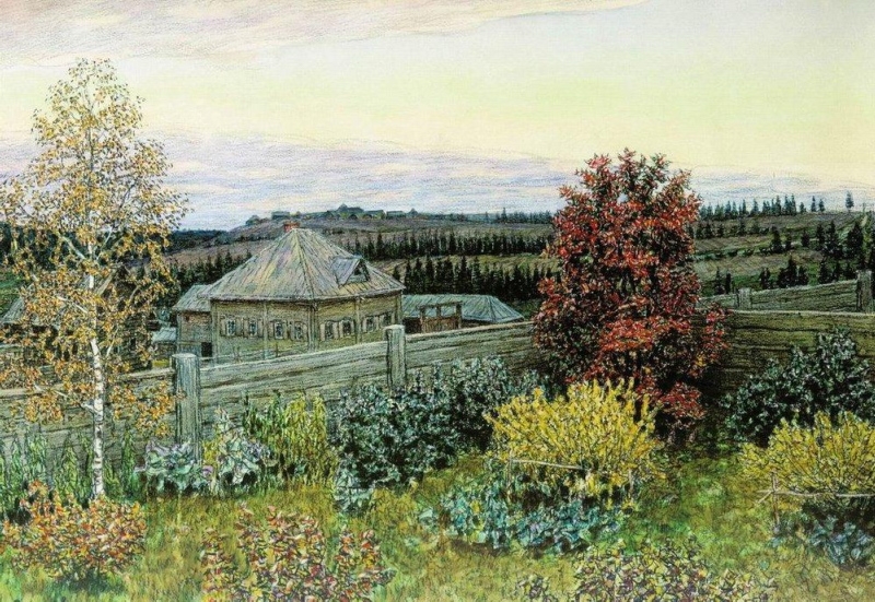 Pohled z okna jídelny, Rjabovo (1919)