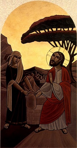 Ježíš a Samaritánka, současná koptská ikona