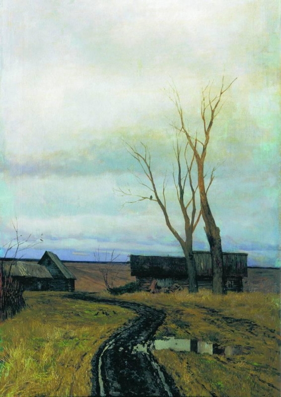 Podzim, cesta ve vesnici (1877)