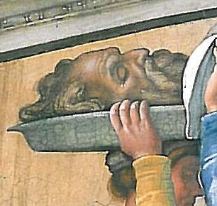 Vlastní portrét v hlavě Holoferna na stěnách Sixtinské kaple