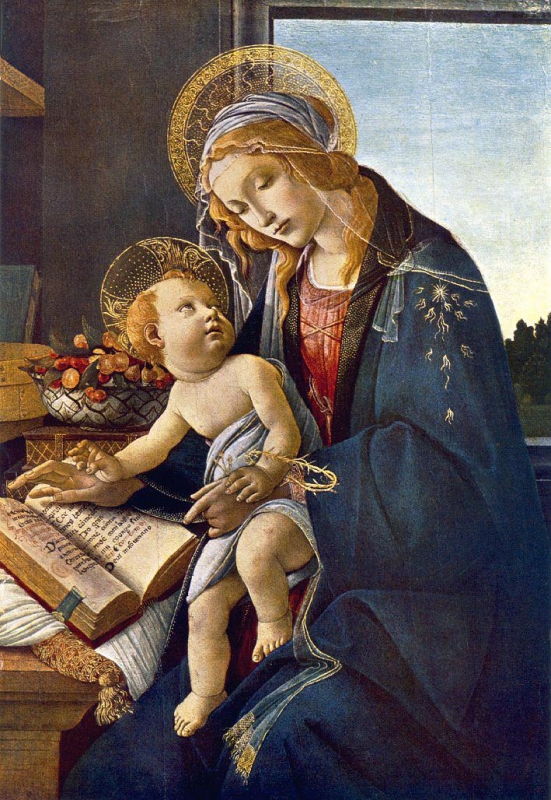 Panna a dítě s knihou