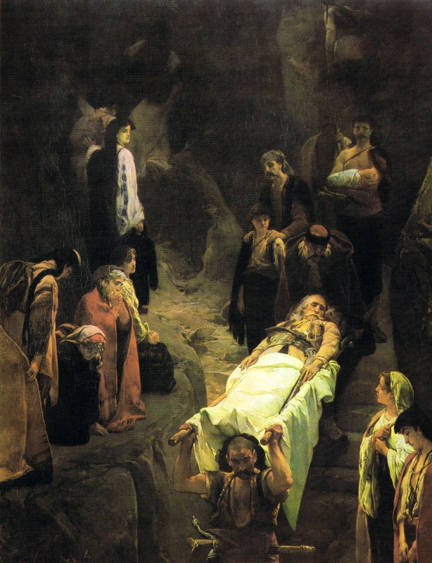 Raněný Černohorec (replika, 1874)