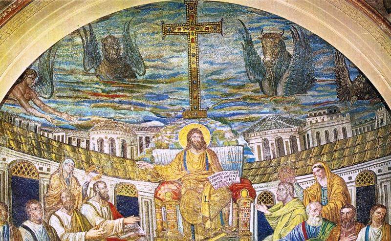 Kristus s apoštoly, sv. Prudenzianou a sv. Praxedou (poč. 5. století)