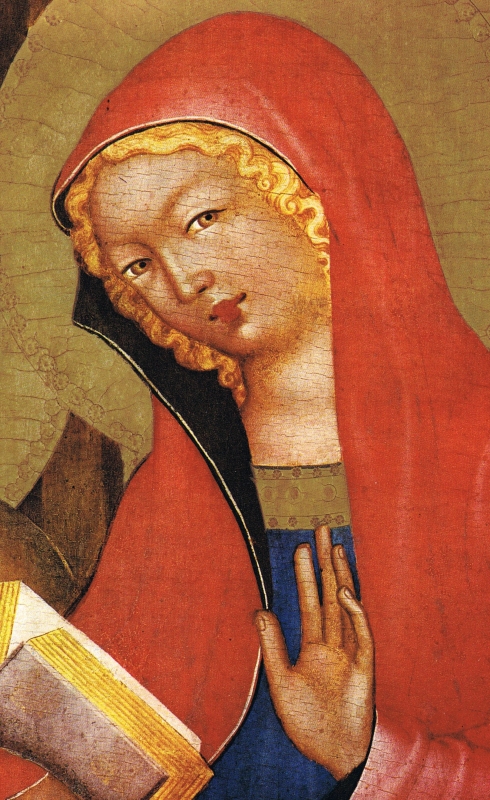 Seslání Ducha Svatého (před rokem 1350), detail, Panna Marie