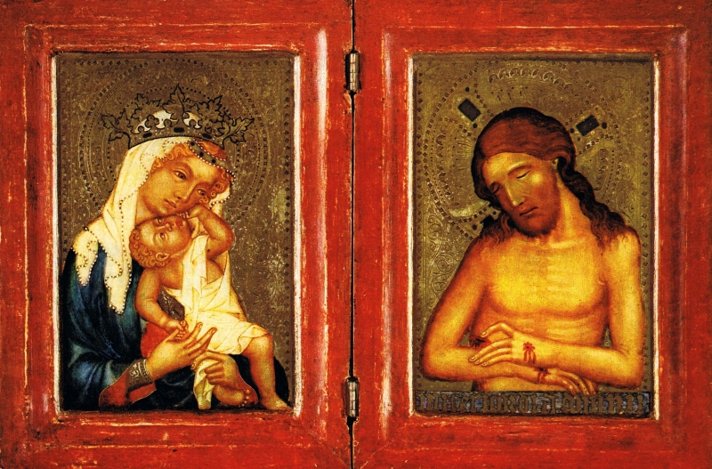 Diptych s obrazem Madony s dítětem a Bolestného Krista (před rokem 1360)
