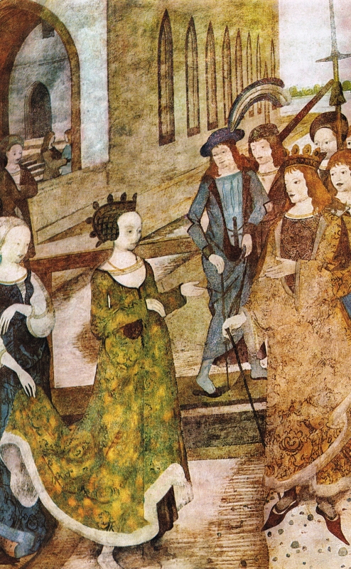 Nástěnné malby ve Smíškovské kapli - Setkání královny ze Sáby s Šalamounem (1485-1492)