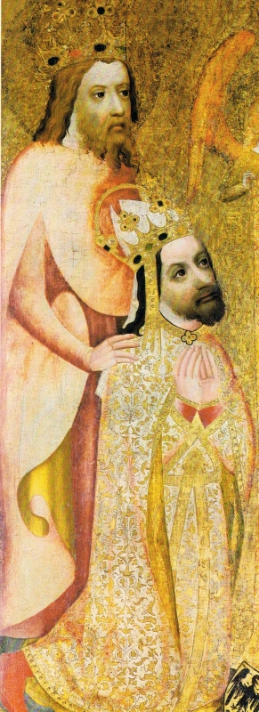 Votivní obraz Jana Očka z Vlašimi (kolem roku 1371), výřez s postavou císaře Karla IV.