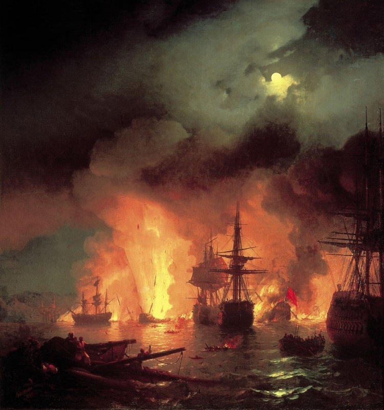 Česmenská bitva v noci z 25. až 26.června 1770 (1848)