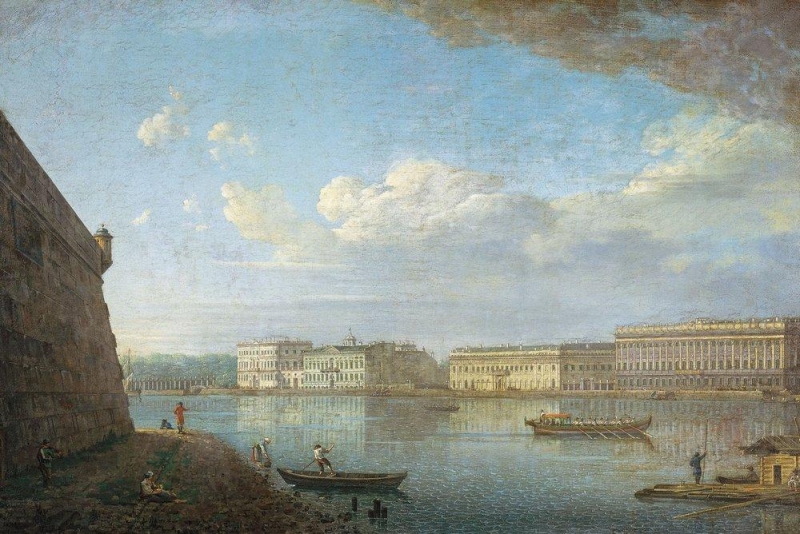 Pohled na nábřeží od Petropavlovské pevnosti (1794)