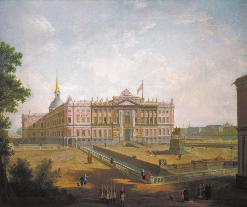Pohled na Michajlovský palác v Petrohradu (1800)