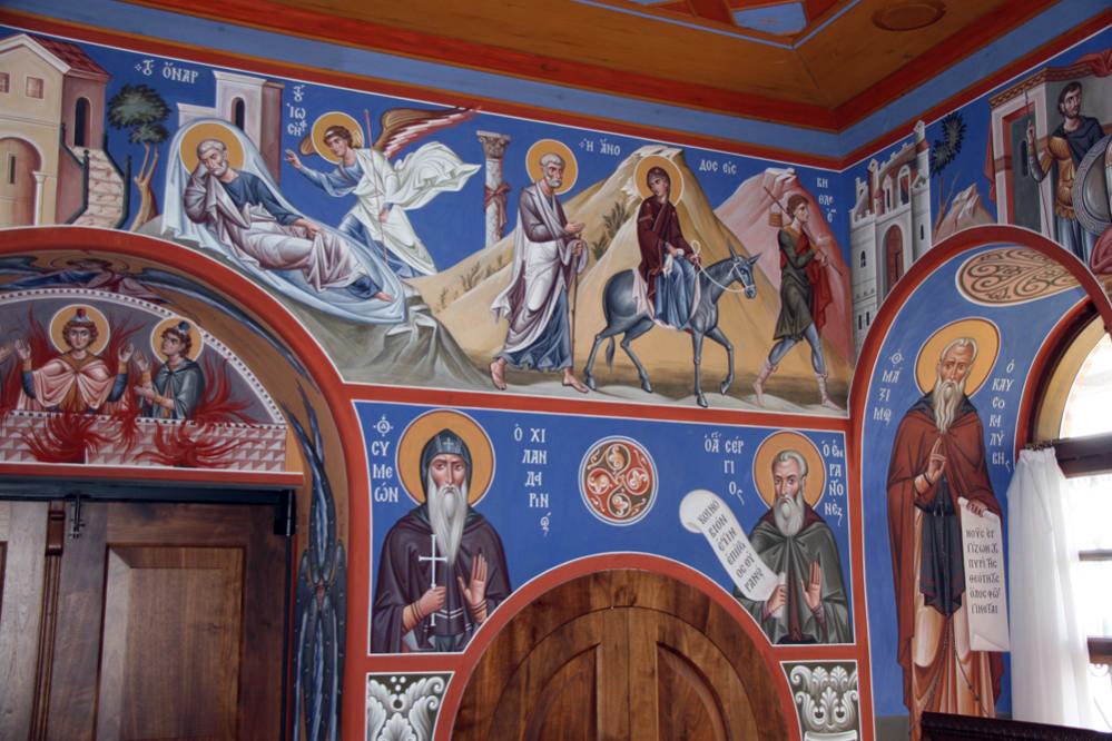 Výmalba chrámu, klášter Simonopetras, Athos