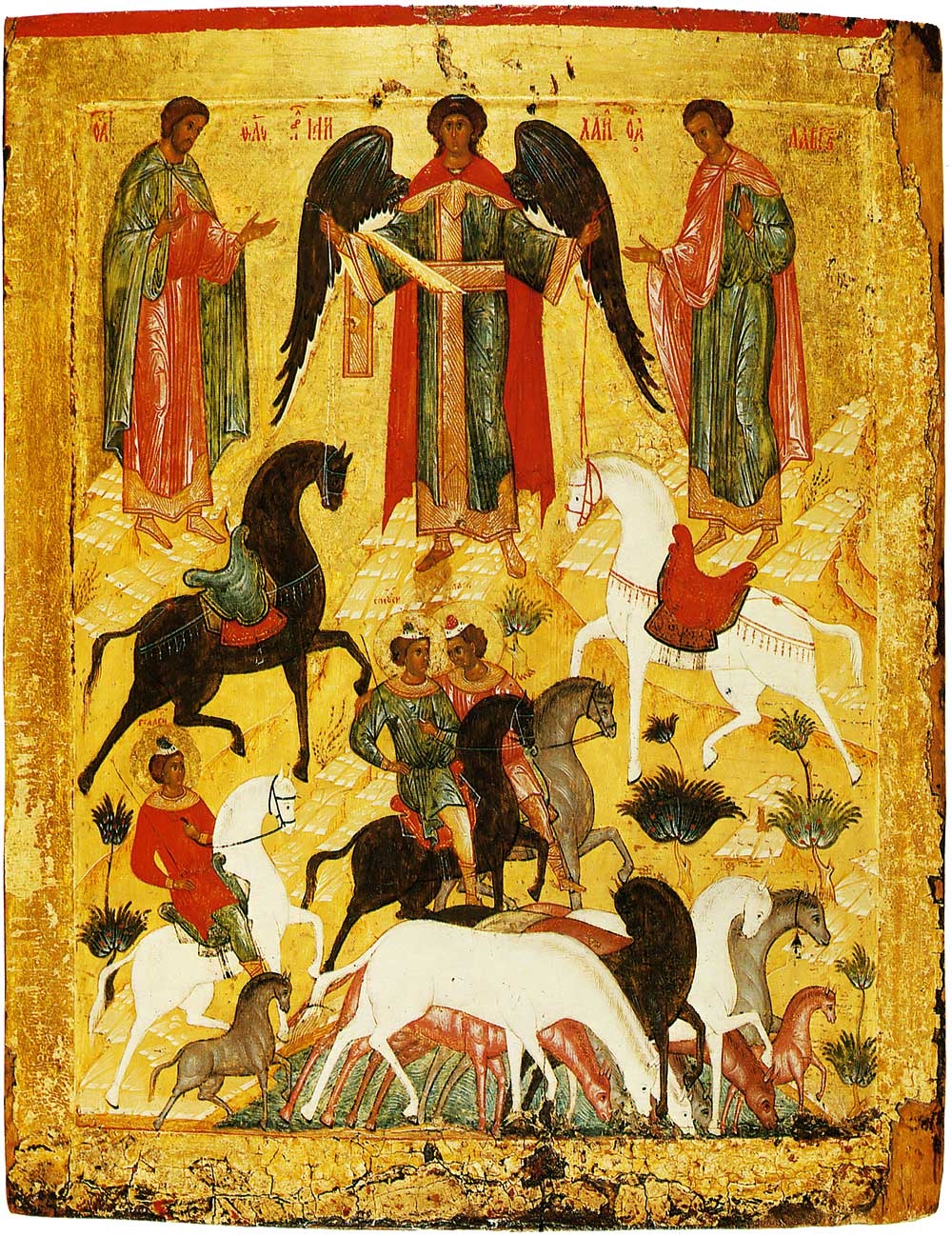 Floros a Lauros, ikona, novgorodská škola, 15. století
