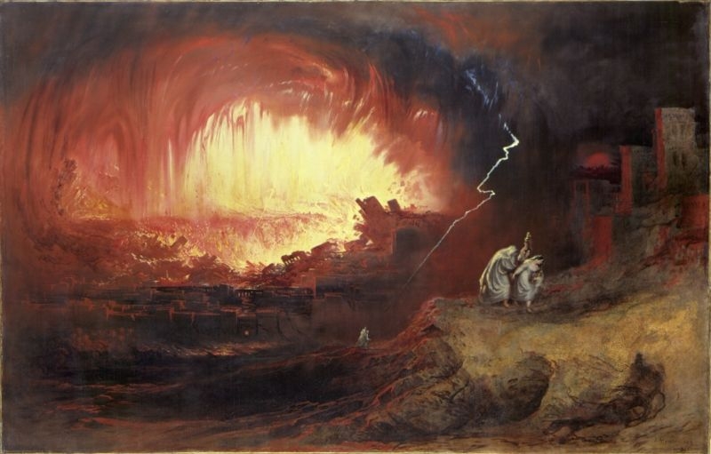 Zničení Sodomy a Gomory, obraz Johna Martina, 1852