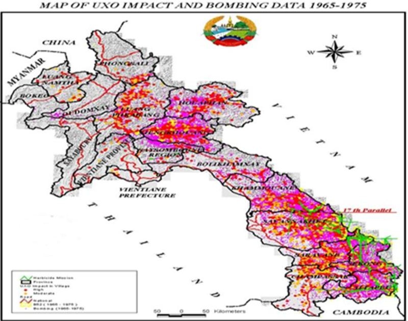 Mapa bombardování Laosu, 1971-1973