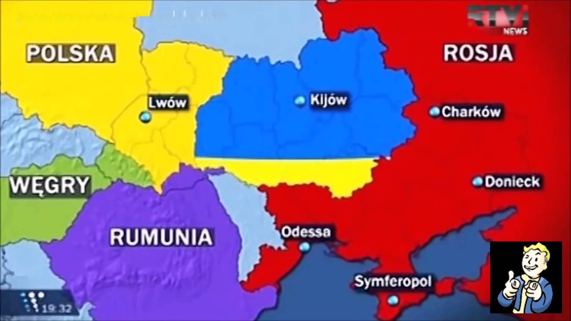Ukrajina rozdělená mezi okolní státy, jedna z možných variant - ilustrační materiál