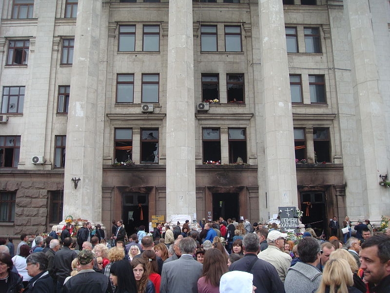 Vypaleny Dum odborovych svazu v Odese