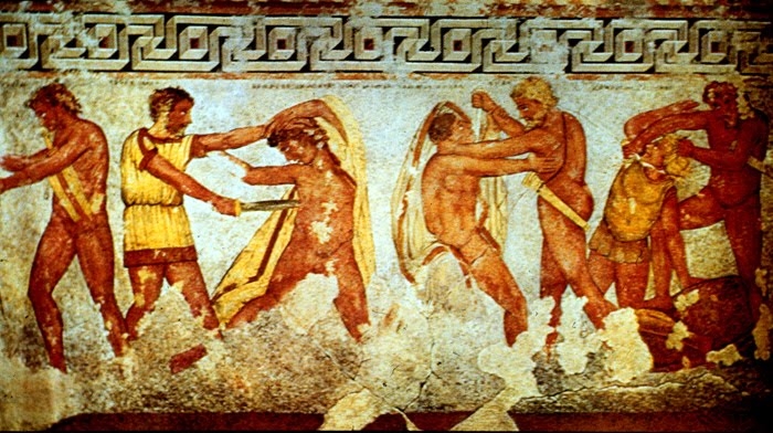 Zapasici Rekové, anticka freska