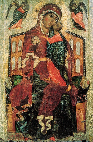 Bohorodička na trůně („Tolgská první“). Konec 13. století. Státní Treťjakovská galerie.