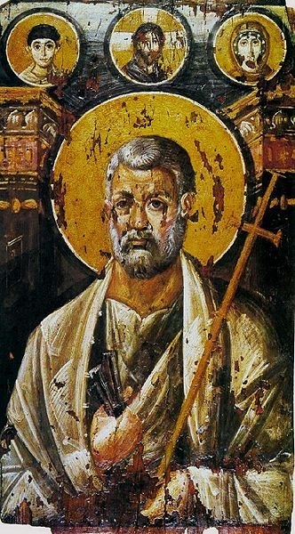 Apoštol Petr. Enkaustická ikona, 6. století, klášter sv. Kateřiny na Sinaji.