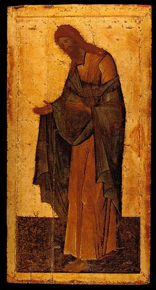 Jan Křtitel. Ikona z deésní řady z konce 14. století, chrám Zvěstování v moskevském Kremlu.