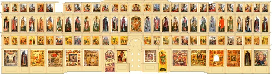 5. Čtyřřadový ikonostas z chrámu Proměnění Páně na ostrově Kiži, severní Rusko